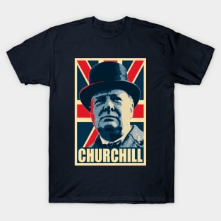 Winston Churhill Union Jack Propaganda Pop Art T-Shirt